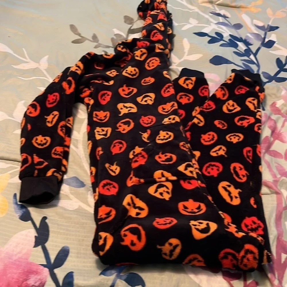 Super soft Halloween zip up onesie pajamas